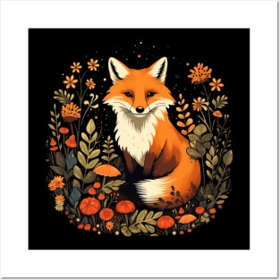 Cute Fox in Autumn Fall Posters and Art